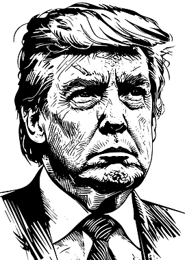 Donald Trump Black and White Portrait