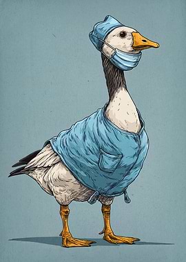 Goose Doctor Cartoon Illustration