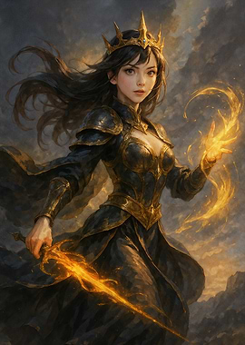 Fantasy Queen with Fire Magic