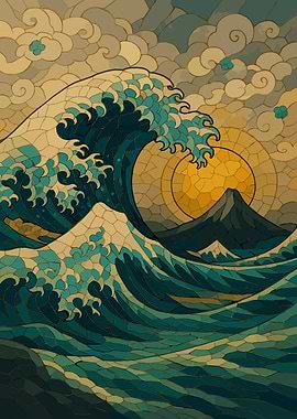 Great Wave Mosaic Art