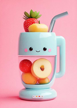 Cute Fruit Smoothie Blender Illustration
