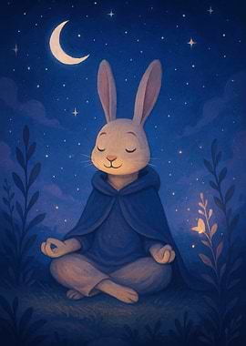 Meditating Rabbit Moonlight