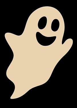 Friendly Ghost Illustration on Black Background