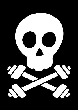 Skull and Crossbones with Dumbbells