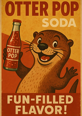 Otter Pop Soda Vintage Style Poster