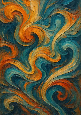 Abstract Swirls of Blue and Orange