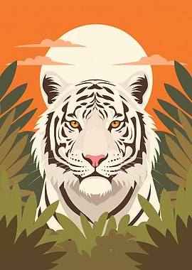 White Tiger Portrait in Jungle Setting