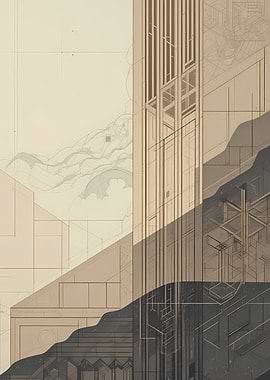 Architectural Drawing with Geometric Elements