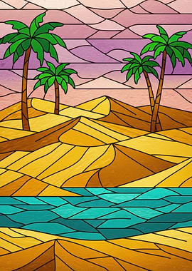 Stained Glass Desert Oasis
