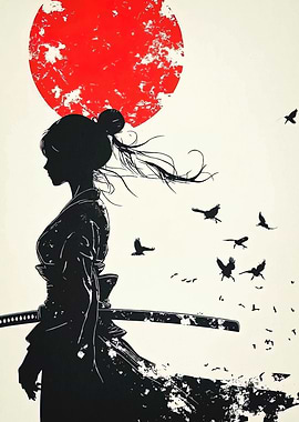 Silhouette of a Samurai Woman