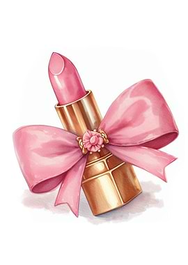 Pink Lipstick with Bow watercolor