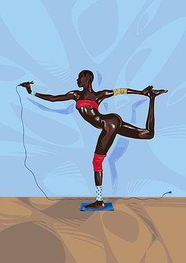 Grace Jones Yoga Pose with Microphone