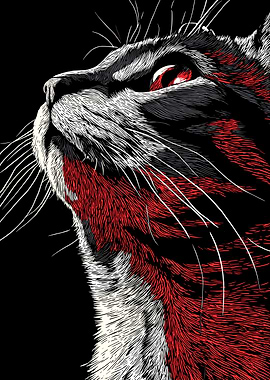 Red-Eyed Cat Illustration