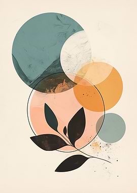 Abstract Circles and Leaves Art