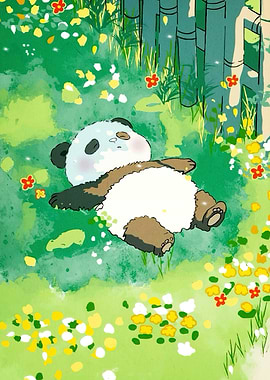 Sleeping Panda Flower Meadow