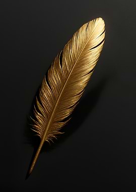 Golden Feather on Black Background