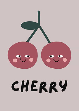 Cute Cherry Cartoon Illustration
