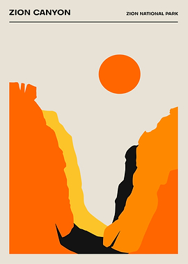 Zion Canyon National Park Minimalist Art