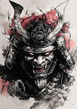 Samurai Warrior with Red Eyes