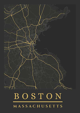 Boston Massachusetts Map Art