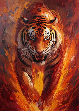 Fiery Tiger Painting