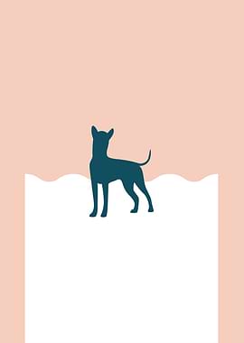 Dog Silhouette on Peach and White