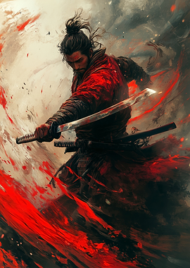 Samurai Warrior with Katana in Action