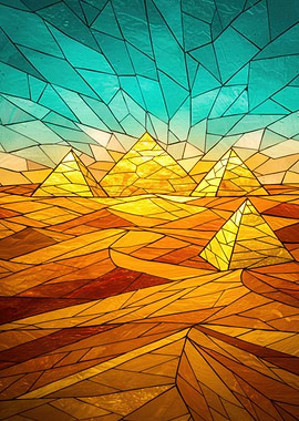 Egyptian Pyramids Stained Glass Art
