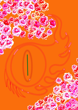 Floral Eye on Orange Background