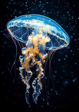 Glowing Jellyfish in Dark Water