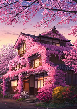 Cherry Blossom House Anime Style