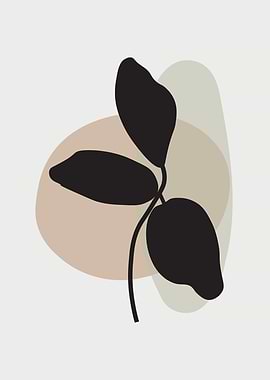 Minimalist Black Leaves with Neutral Shapes