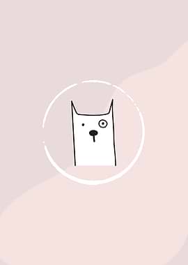 Minimalist Dog Illustration on Pink Background
