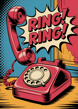 Retro Red Telephone Pop Art