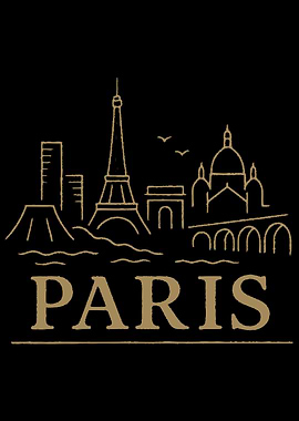 Paris Skyline Minimalist Illustration