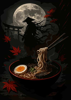 Samurai Ramen Under the Moonlight
