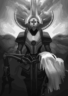 Monochrome Robot Warrior with Cloak