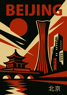 Beijing Vintage Travel Poster