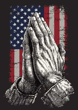 Praying Hands with American Flag