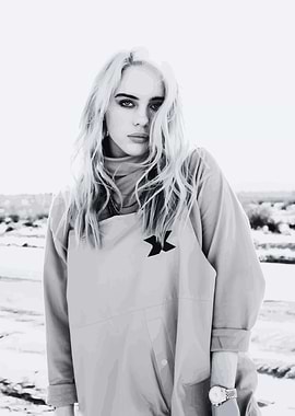Billie Eilish monochrome portrait