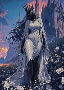 Fantasy Queen in White Dress
