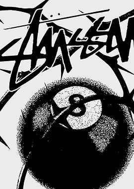 8-Ball Black and White Graphic