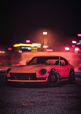 Orange and Red Sports Car at Night