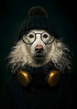 Dog with Glasses and Headphones