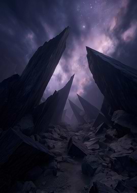 Mystical Rock Formation Under Starry Sky