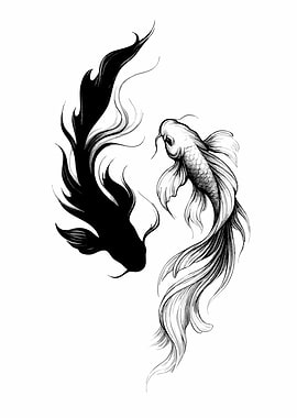 Yin Yang Koi Fish Illustration