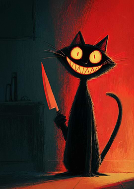Creepy Cat with Knife