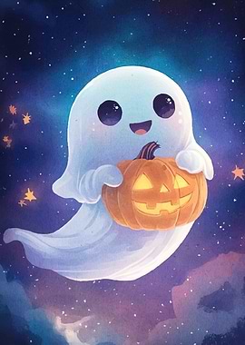 Ghost Pumpkin Night Sky