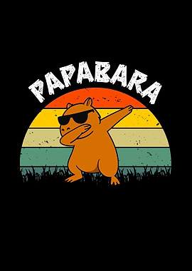 Retro papabara father's day rodent capybara dad dabbing