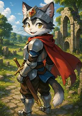 Cat Knight in Armor